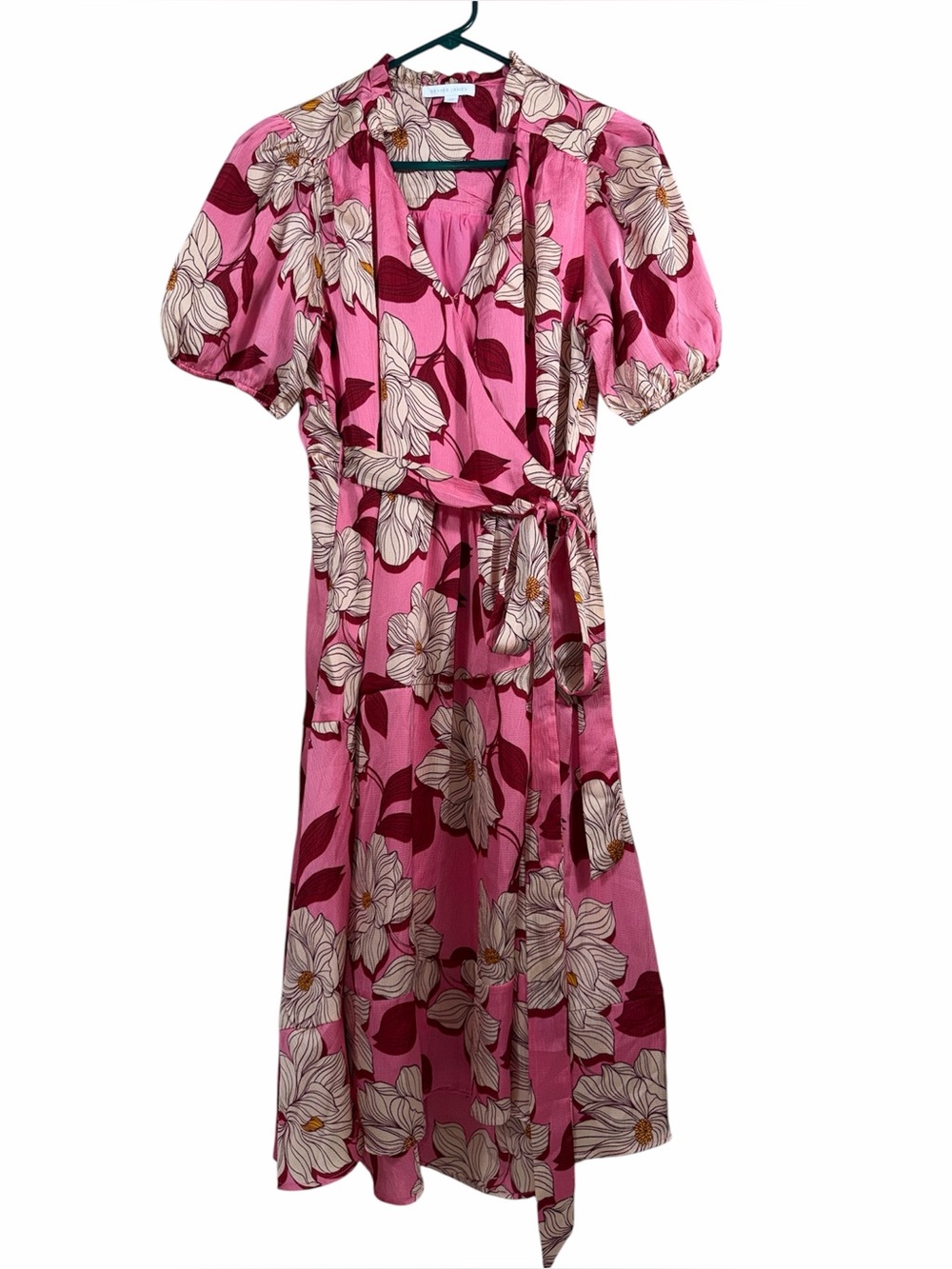 Draper James Women's Lightweight Short Sleeve Wrap Midi Dress pink size MEDIUM